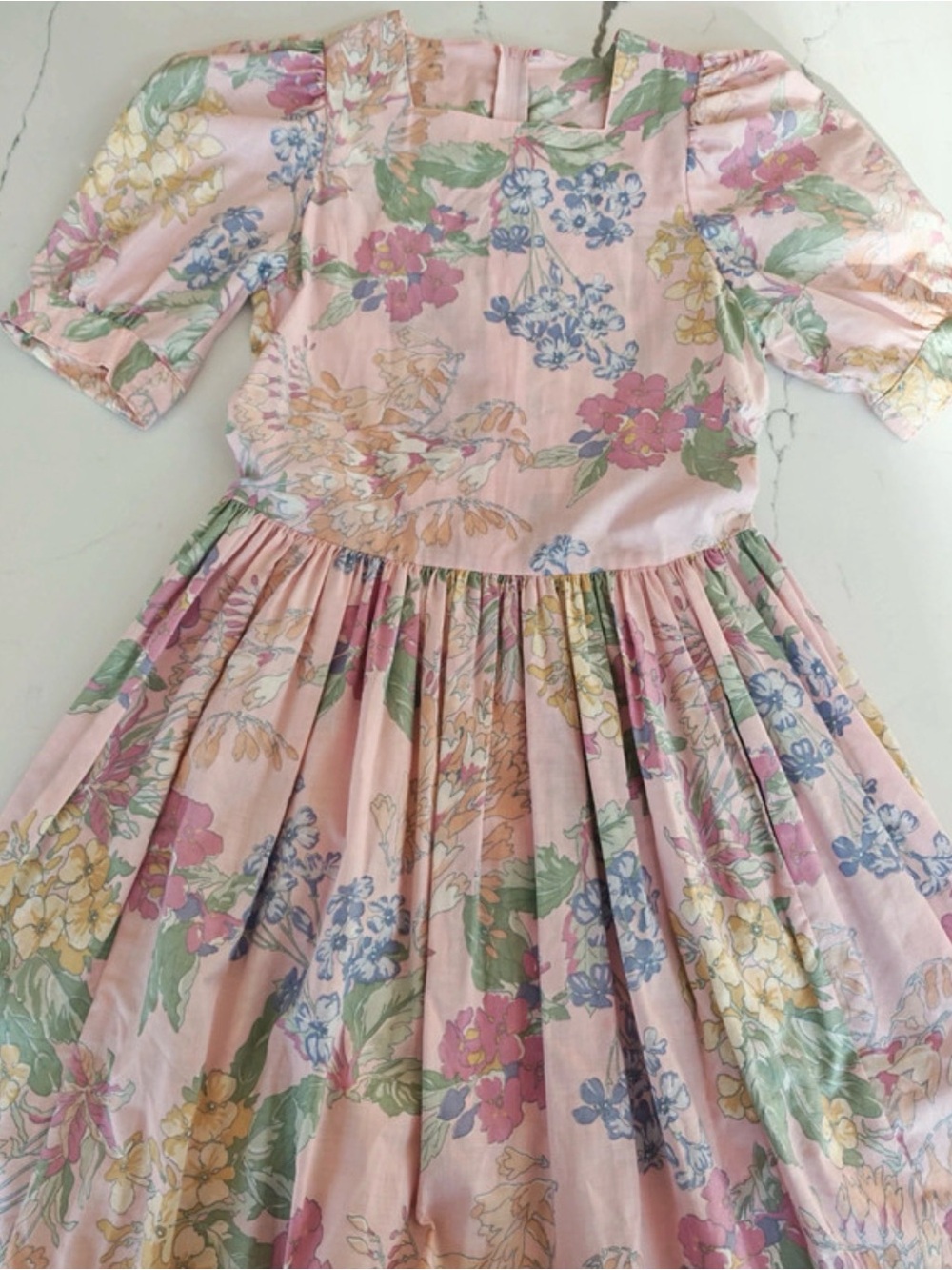 Vintage Laura Ashley cottage core dress Pink Prairie midi Puff size 6 - Picture 7 of 13